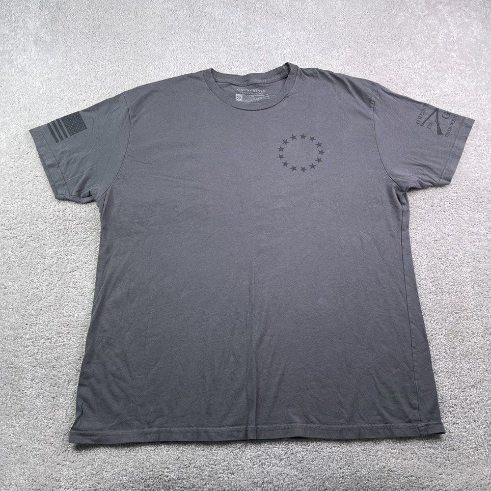 Grunt Style Shirt Mens 2X‎ Gray 1776 Betsy Ross Flag Graphic Tee Military USA
